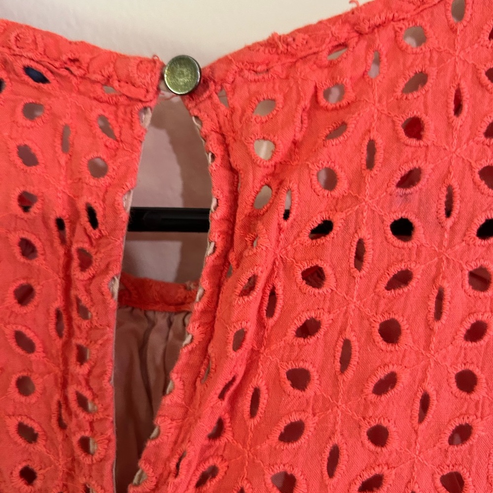 Peter Som Vintage Eyelet Sleeveless Orange Mini Dress Hippie Grunge - Picture 6 of 7
